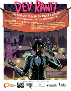 Poster for the Dev Rant hosted for the IGDA